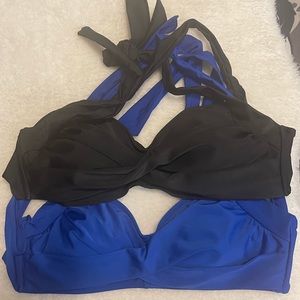 Bikini top black and royal blue size 1XL